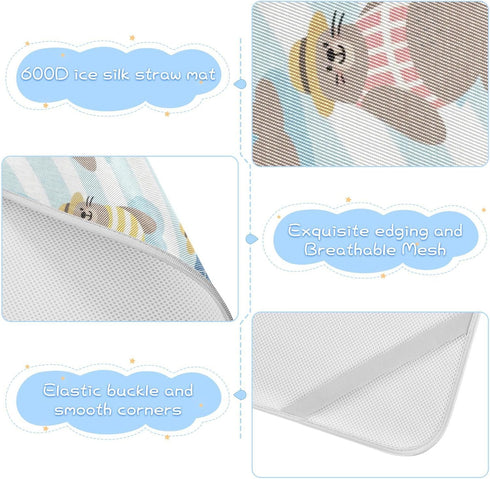 SyXIOP 28" 52" Cartoon Cute Seal Beach Vacation Cooling Baby Waterproof Crib Mattress Cover x Washable Padded Crib