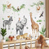 Jungle Safari Animal Wall Decals for Kids Room - Wildlife Wall Stickers Giraffe Elephant Leopard Zebra Monkey Removable
