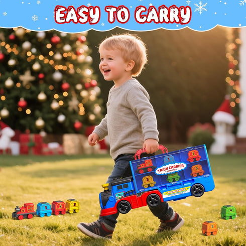 3 4 5 6 Toys,2-in-1 Set 1 Trucks,6 AuroTops Toys for Year Old Boys for Kids Girl Boy Toddler Toy Trucks Christmas Train