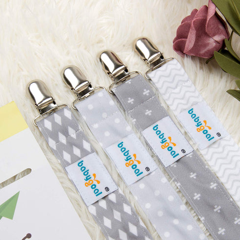 Babygoal Baby Pacifier Clips with Case, 4 Pack Holder for All Pacifier Styles, Baby Gift 4MP07-HZ
