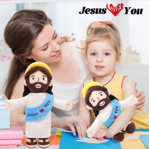 13" Yelakey Jesus Plush Jesus Love You Stuffed Doll Christian Religious Plushie Toy for Kids Christmas Easter Gift