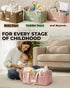 Baby Diaper Caddy Organizer with Portable Changing Mat - Teddy Fleece Diaper Organizer for Changing Table - Basket