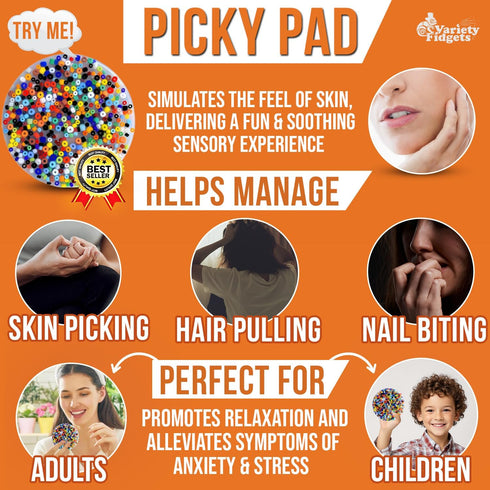 VarietyFidgets (2 Pack, 10 cm) Picky Pad | Skin Picking Fidget Toys for Anti Skin Picking, Trichotillomania Fidget Toys