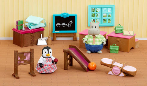 Lil Woodzeez Dollhouse Classroom & Playground Playset - Toy School Set with 2 Doll Figures for Kids 3 Years +