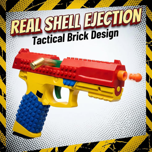 DITOON Dreamplay Shell Ejecting Toy Gun, DIY Automatic Pull Back Action Platebase Compatible with Legos Shooting Games
