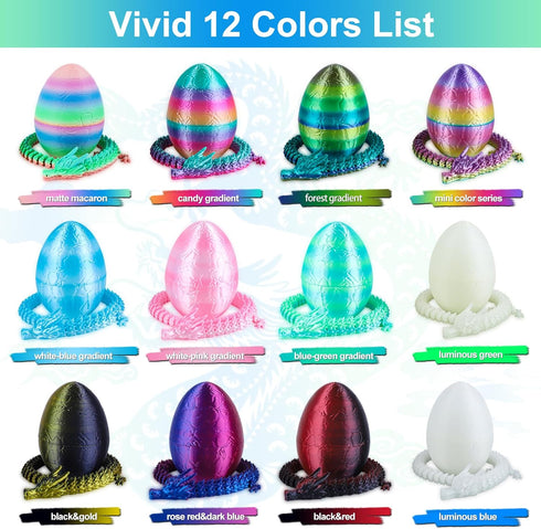 12 Packs 3D Set Printed Dragon Eggs with Articulated Dragon Inside, Fidget Toys for Kids & Adults, Easter Christmas