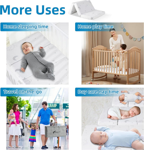 HDJOAPS Pack Pack and Play Mattress for Baby Toddlers, N Play Mattresses with Carry Bag Washable Cover