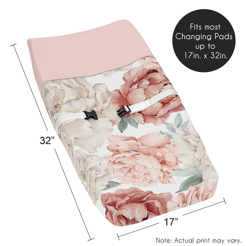 Sweet Jojo Designs Blush Pink Boho Shabby Chic Floral Girl Baby Changing Pad Cover Infant Newborn Diaper Table Change