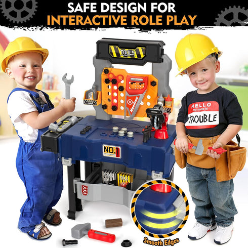 3,4,5+ Set, 3-5 Kids Tool Bench with Electric Drill and Chair, Christmas Birthday Gift for Boys Girls Age Fun Play Kids