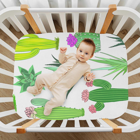 YETTASBIN 27 39 Cacti Succulents Fitted Crib Sheet for Baby Boys Girls, Extra Soft Breathable Nursery Bedding Sheet