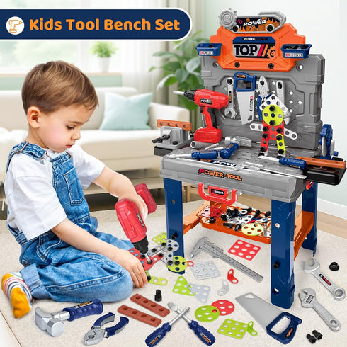 132 Set, 3 4 5 6 7 8, Set 3-5 6-8 Kids Tool Bench with Realistic Electric Drill, PCS Toddler Tool Birthday Toys