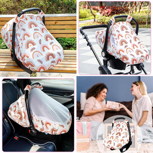 Ultra Soft Rainbow Car Seat Cover and Nursing Pillow Cover