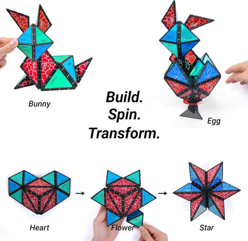 1 1 12 243 TOSY Magnet Pyramid Stone - Cube Transforms into Billion Shapes (Bunny, Egg Basket, Flowers, Heart), Easter