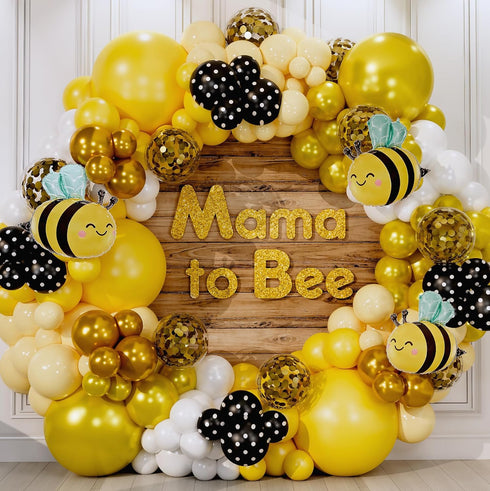 ALL-IN-1 Bee Balloons Garland Kit & Arch - Black Yellow and White Bumble Bee Balloons for Gender Reveal Party Supplies