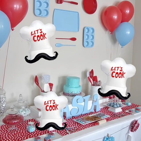 CYMYLAR Chef Hat Balloon 3Pcs/Chef Cooking Balloon/Chef Hat for Birthday Party Decorations/Kitchen Birthday Party