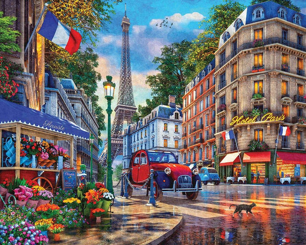 Majestic by Springbok - 1000 Piece Jigsaw Puzzle - Paris Street Life - Made in USA - Compact Box