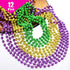 GIFTEXPRESS 12 pcs Mardi Gras Beads, 33" Multi Colors Necklaces Bundle, Metallic Colors in Gold, Green, Purple