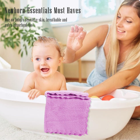 Cute Castle 16 Pack 9" 9", White+Pink+Purple+Frozen Ultra-Soft Baby Washcloths, - by Gentle on Sensitive Skin for Face