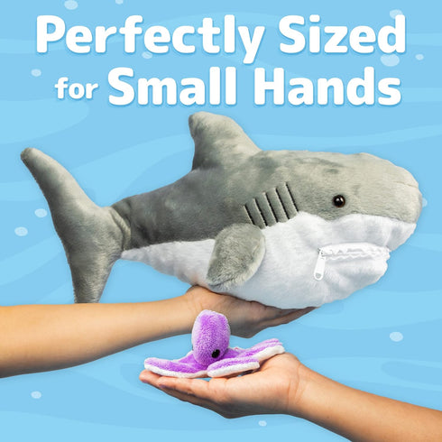 PREXTEX Plush Toy Shark with 5 Sea Animals - Turtle, Whale, Octopus, Stingray, Crab - Giant Stuffed Animal Gift for
