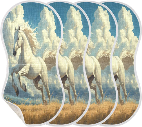 YEGAME Set 1 11 22 Inch Muslin Baby Burp Cloths of - Horse Super Absorbent Cotton Burping Rags Soft Baby Washcloths
