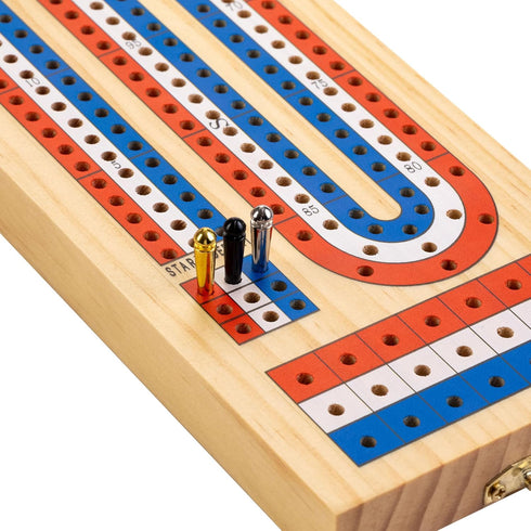 Set, 9 1 Foldable Cribbage Board Game Portable Travel Cribbage Board with Storage Area, Metal Pegs, Playing Card