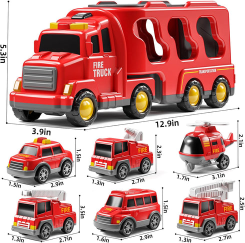 7-in-1 3 4 5 6 4-6, 2-4, 5-7, 4-8 JUKUDAHU Fire Trucks for Years Old Boys - Transport Car for Toddlers Sound and Light