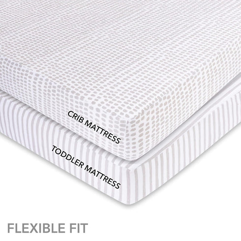 2-Pack Elys & Co. Waterproof Crib Sheet/Toddler Bed Sheets All-in-One Mattress Protector and Fitted Sheet Soft Jersey