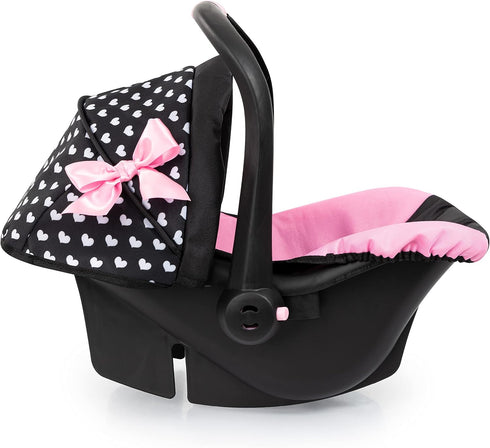 18", 3+, Bayer Design Dolls: Deluxe Car Seat: Hearts Black & Pink - Pretend Play Accessory for Dolls/Plushes Up to Ages