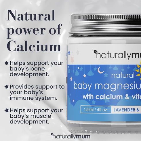 4.2 oz NaturallyMum Baby Magnesium Lotion with Calcium & Vitamin D | Support for Sleep, Heart, Bone, Nerve, Gut