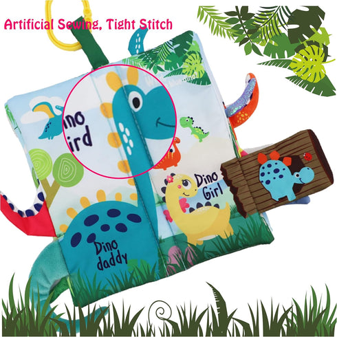 Dinosaur Baby Books for 0-6 Months, Crinkle Cloth Tummy Time Toy Touch and Feel for Babies and Toddlers