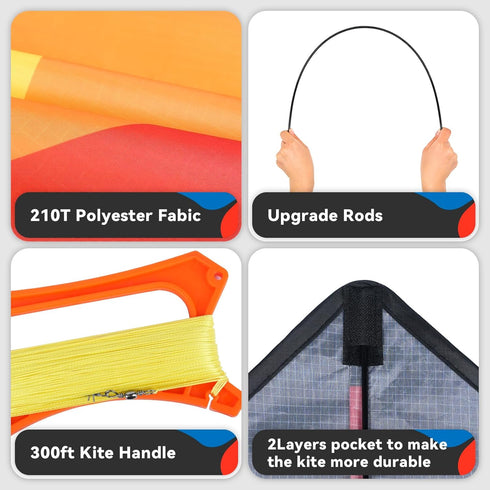 Delta Kite for Kids & Adults, Single Line Beach and Park Kite for Family Outdoor Activities