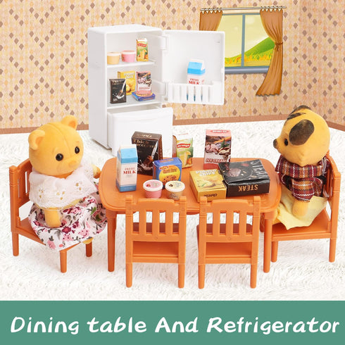 Dollhouse Furniture Set for Kids, Miniature Doll House Accessories for Boys Girls & Toddlers Age 3+