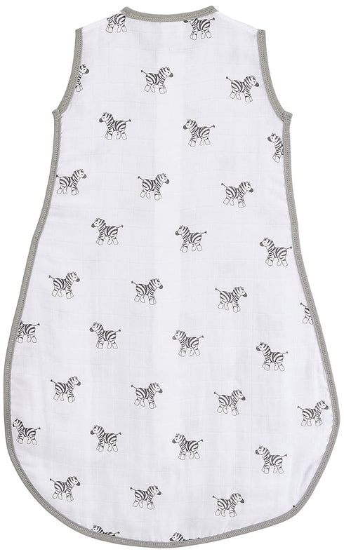 Amazing Baby Cotton Muslin Sleeping Sack, For Baby Boy or Girl, Wearable Blanket with 2-way Zipper, Zebras, Black, Medium (6-12 Month)