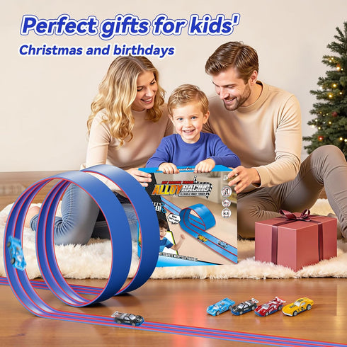 15 4 1/64th 3 4 5 6+ Upgrade Flexible Race Track for Kids, Ft Flex Race Car Ramp Track with Cars & Suction Cups