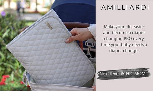 Portable Diaper Changing Pad Stylish & Chic by AMILLIARDI for Travel w/Baby, Infant & Newborn, Changing Mat Portable