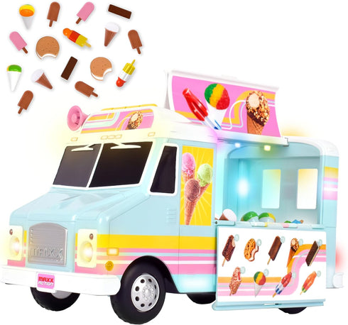 Maxx Action 12 Ice Cream Food Truck, Lights and Sound, Includes 16