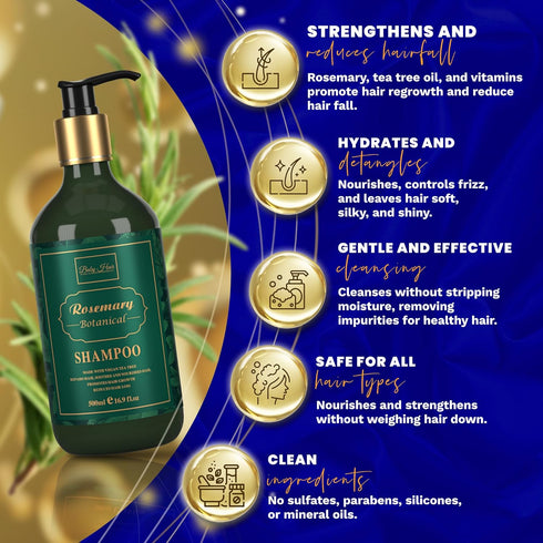 16.9 oz. BABY HAIR - Rosemary Shampoo, Sulfate-Free Rosemary Shampoo for Women and Men, Rosemary and Tea Tree Shampoo