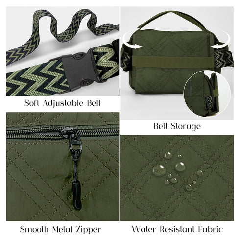 FannyPack Small Diaper Bag with Portable Changing Pad, Mini Crossbody Diaper with Wipes Pocket, Women Waist Bag
