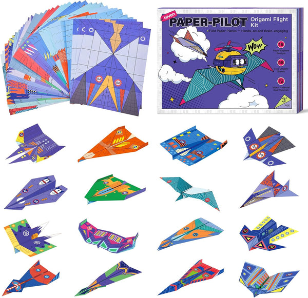 Leven DIY Paper Airplane Book, 16 Creative Folding Paper Planes with 48