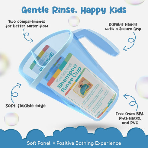 S.C. Products, Inc. Shampoo Rinse Cup for Kids | Baby Bath Pail | Tear Free Baby Rinser Pail - Three Color Choices