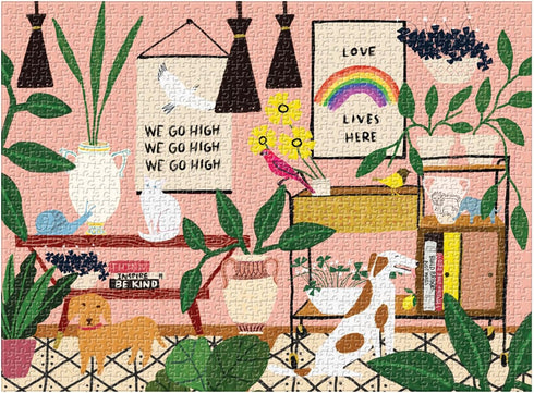 Galison 1000 Piece Love Lives Here Jigsaw Puzzle for Adults and Families, Inspirational Quotes and Positive Messages,