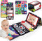 Tummy Time Floor Mirror with Crinkle Cloth Book and Teethers, Double-sided Baby