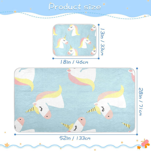 SyXIOP 28" 52" A Cute Cartoon White Unicorns Cooling Baby Crib Mattress x Ultra Soft Pads for Bed Washable