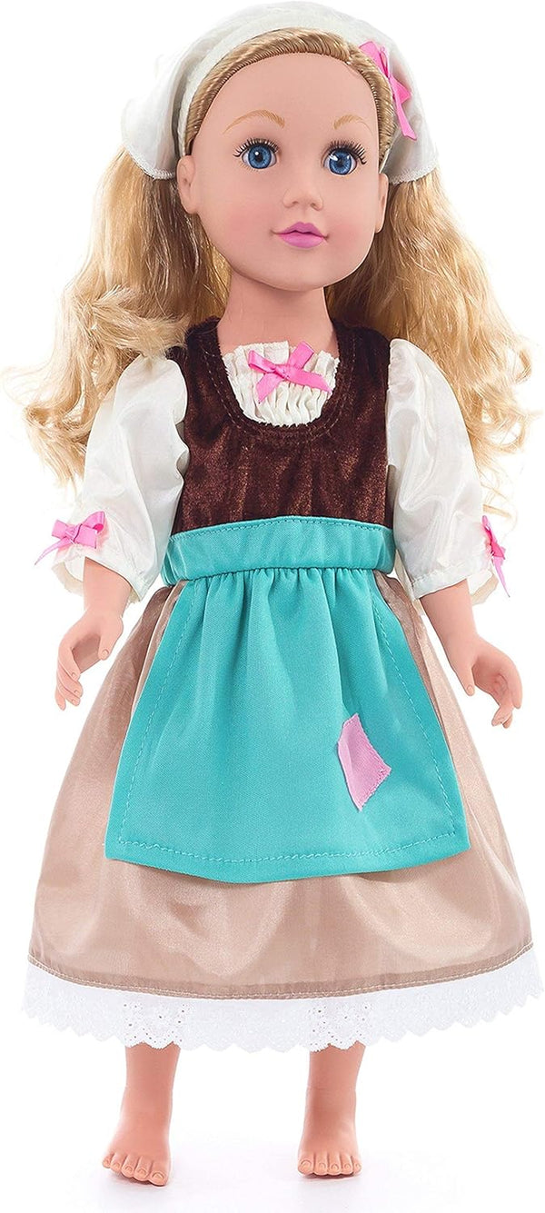 Little Adventures Cinderella Day Dress with Headband, Princess Doll Dress - Doll Not Included, Machine Washable