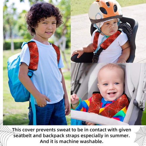 Spider Seat Belt Cover for Kids - Seat Belt Pad for Boys, Car Seat Straps Shoulder Pads, Kid's Cushion - 1 Piece (RED)