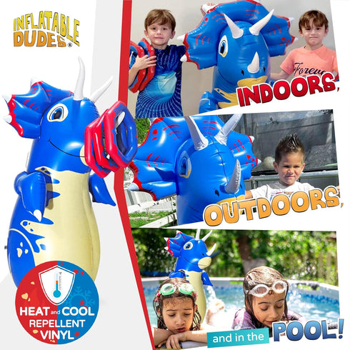 Dinosaur Kids Punching Bag: Inflatable Punching Toy Filled with Sand, Bounce-Back Action for Indoor Outdoor Party Games