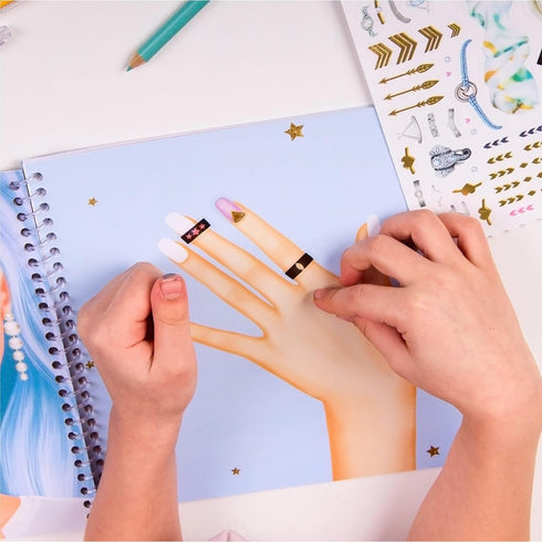 5 BSCOOL - Drawing, Coloring & Activity Book. Nail Design Book with Stickers and Guides. Fashion Design Sketchbook