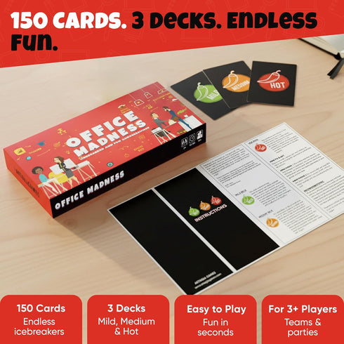 150 3-in-1 Team Building Card Game with Icebreakers and Funny Questions | Funny Office Game and Conversation Starter |