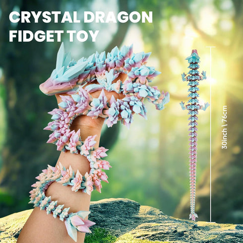 30'' 3D 3D Figurines(Mixcolor1,30inch) Printed Dragon - Printed Toys, Articulated Crystal Dragon Large Rainbow Animal