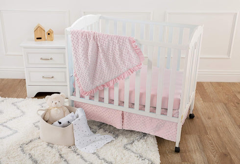 3-Piece Set, American Baby Company Heavenly Soft Minky Dot Mini/Portable Crib Bedding Pink, for Girls